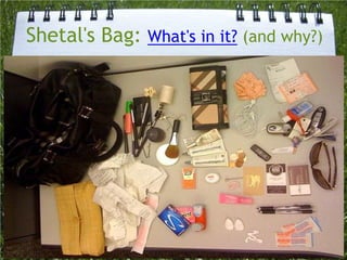 Shetal's Bag: What's in it? (and why?)
 