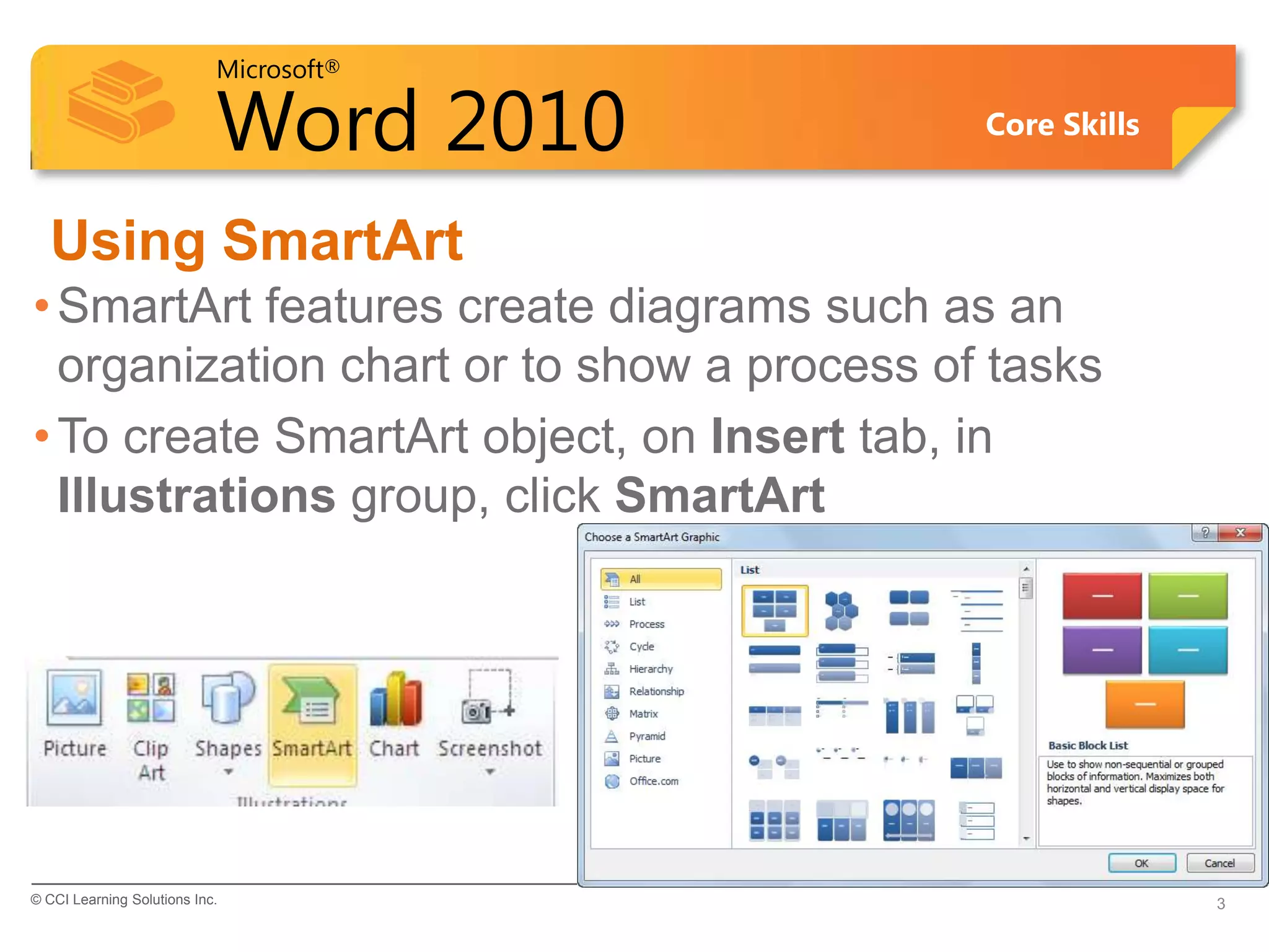Word Lesson 8C Smartart & Screenshots | PPT