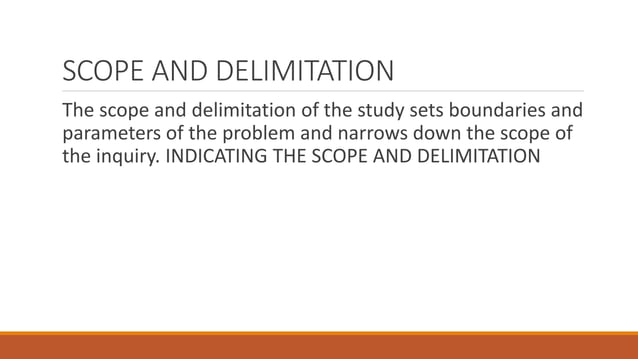 Lesson 8 indicating the scope and delimitation