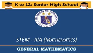 STEM - IIIA (MATHEMATICS)
GENERAL MATHEMATICS
 