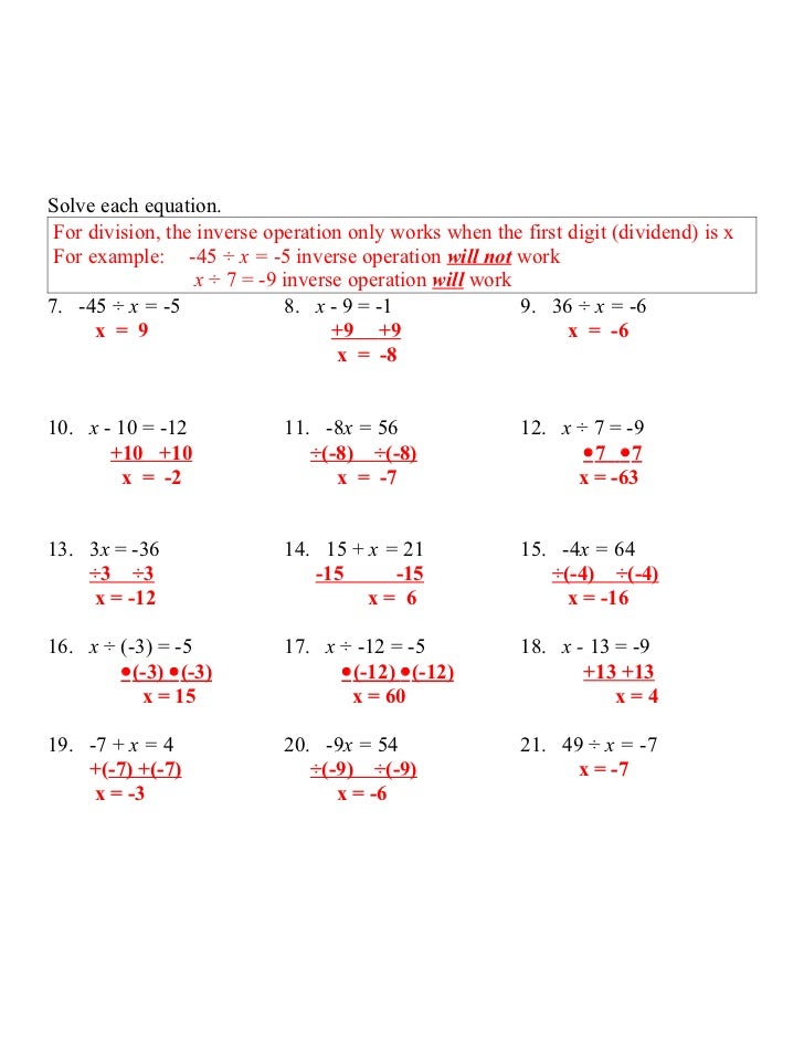 Lesson 9 8 Integer Equations Lesson 9 8 Integer Equations