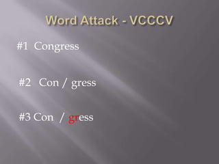 Word Attack - VCCCV#1  Congress#2   Con / gress#3 Con  / gress
