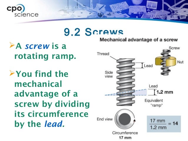 Mechanical Advantage Of A Screw