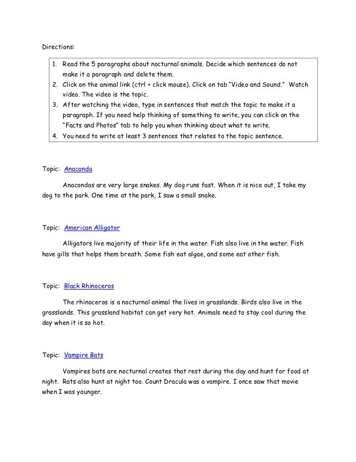 Lesson 9 activity; paragraphs