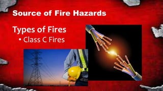 Source of Fire Hazards
Types of Fires
• Class C Fires
 