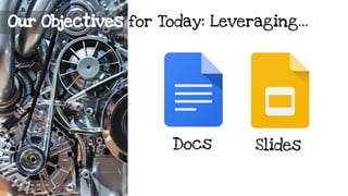 Docs Slides
Our Objectives for Today: Leveraging...
 