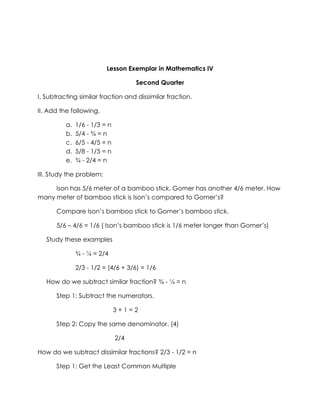 Lesson exemplar grade iv mathematics | DOCX