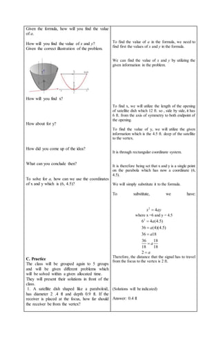 Lesson Plan on situational problems involving parabola inquiry-based ...