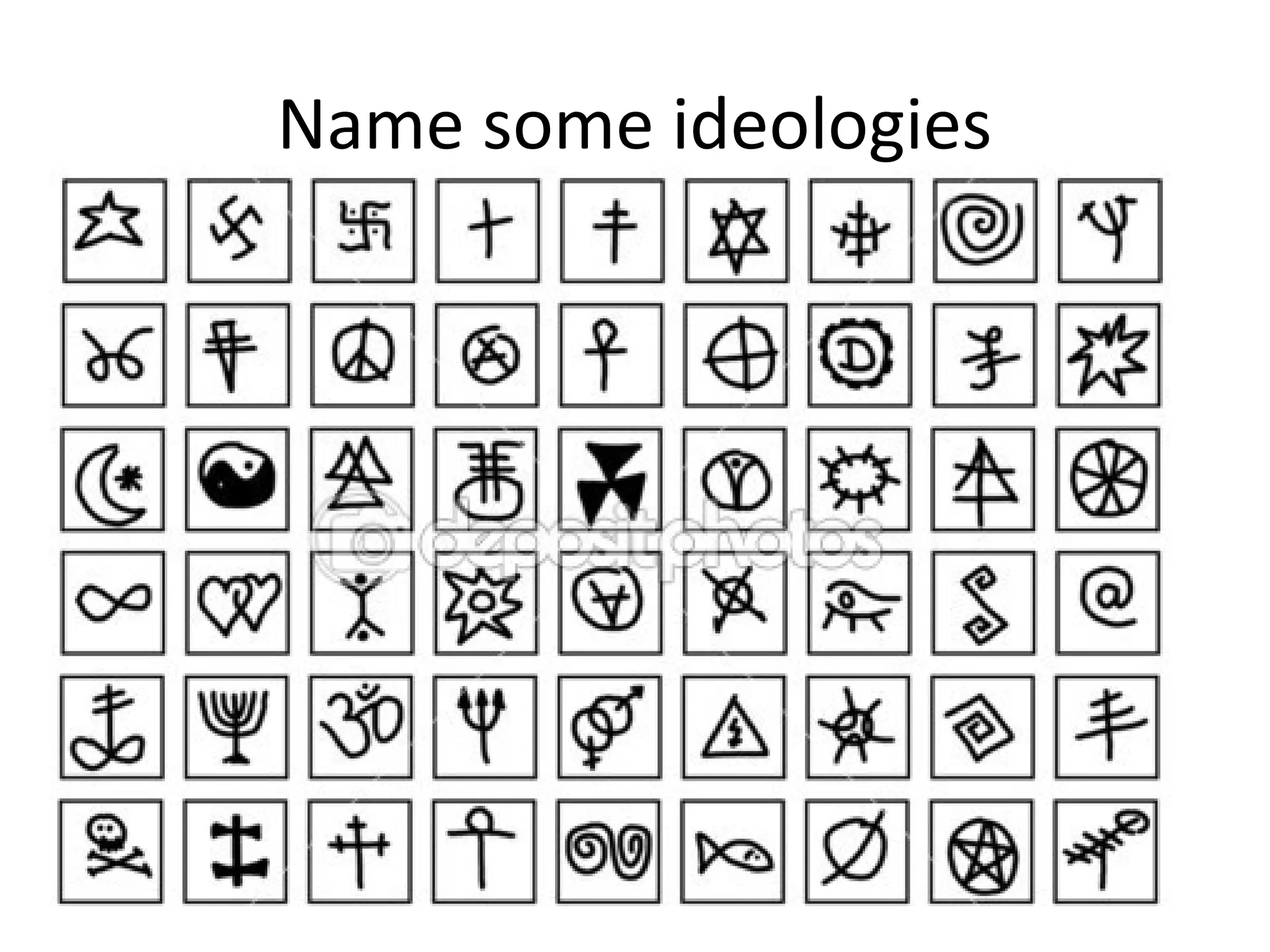 Name some ideologies
 