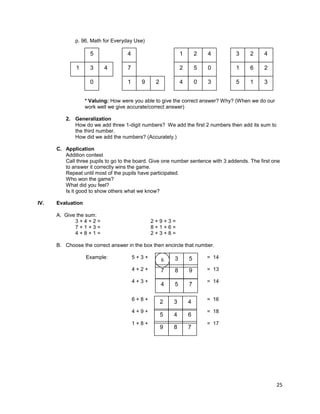Grade One Lesson Answer Math Lesson guide. elementary mathematics grade 1 | PDF