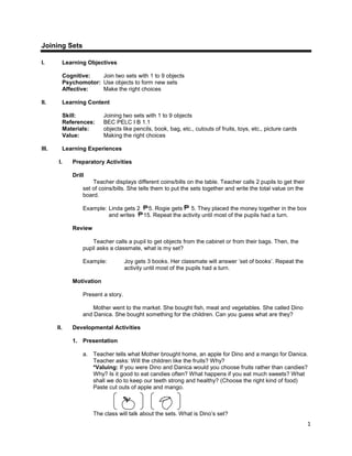Lesson guide. elementary mathematics grade 1 | PDF