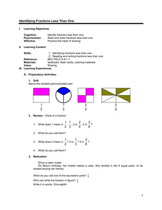 Lesson guide gr. 3 chapter ii -rational numbers, fractions v1.0 | PDF