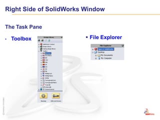 Right Side of SolidWorks WindowThe Task PaneSolidWorks Resources