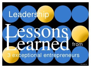 from
Lessons
Learned3 exceptional entrepreneurs
©2013 DIX&POND
Leadership
 