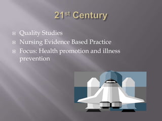 21st CenturyQuality StudiesNursing Evidence Based PracticeFocus: Health promotion and illness prevention