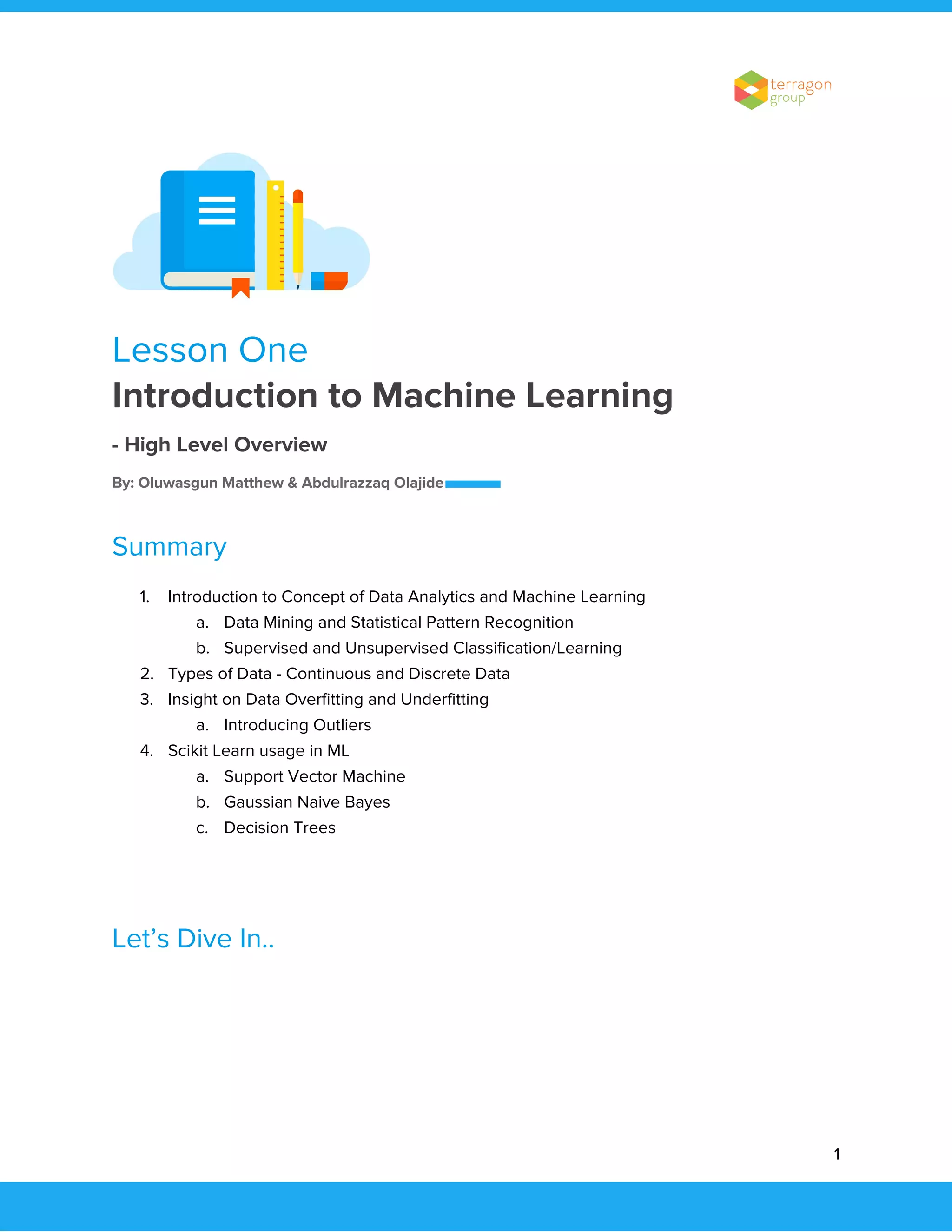 Introduction to machine learning | PDF