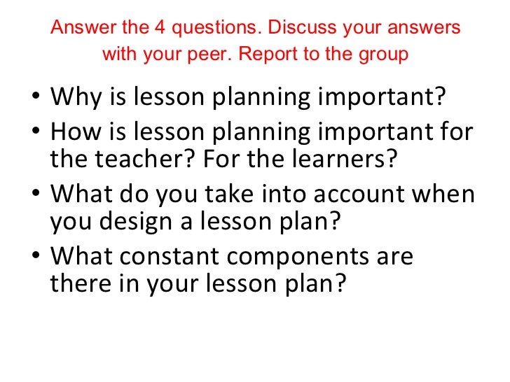 What are four key components of a lesson plan?