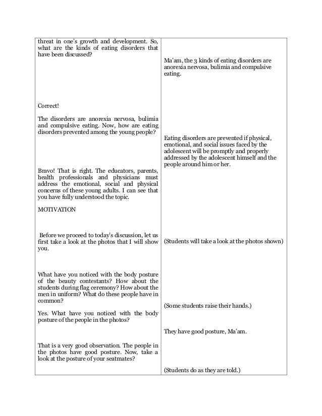 lesson plan on good posture