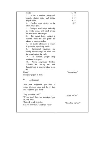 Detailed Lesson Plan in Fact and Opinion | DOCX