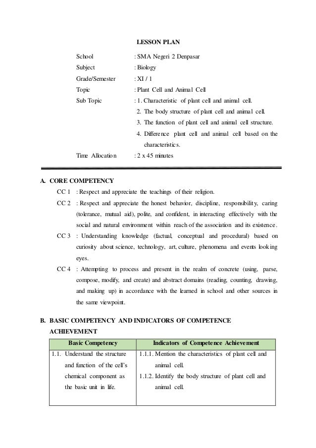Lesson Plan Biology Lesson Plan Biology