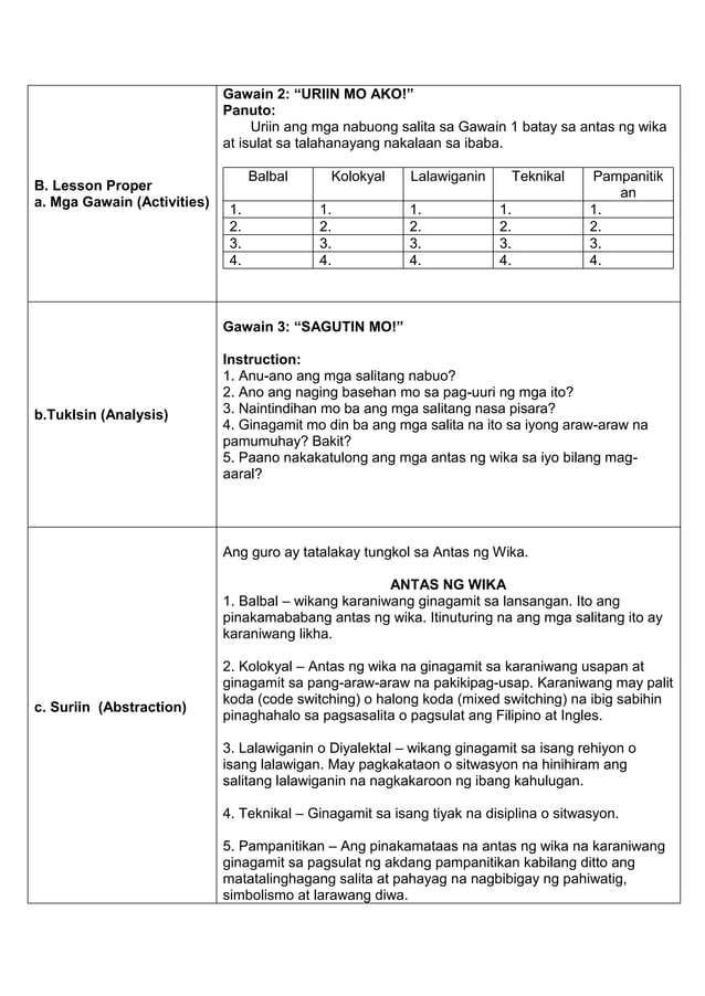 Edukasyon sa Pagpapakatao 8 Lesson Plan for COT 2 PDF