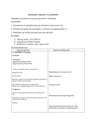 Objectives In Tagalog Lesson Plan.pdf lesson lessomnkjdsdjshuewfguef | PDF