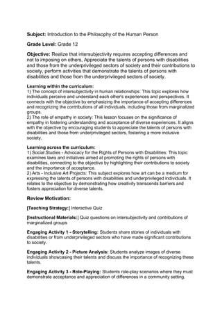 Introduction to the Philosophy of the Human Person | DOCX