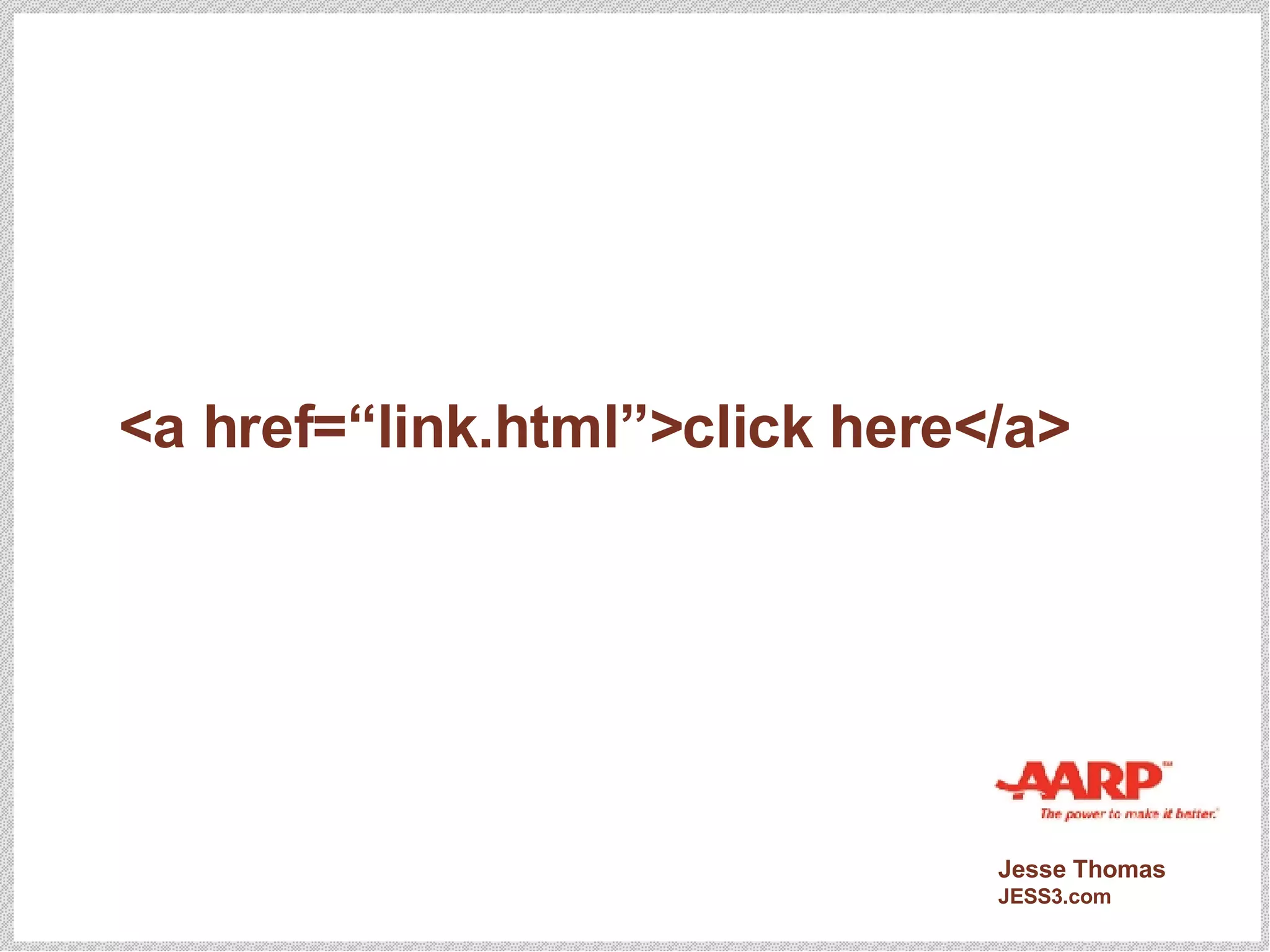 <a href=“link.html”>click here</a> 