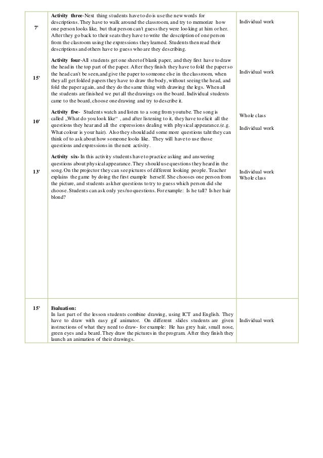 Lesson plan human body 2