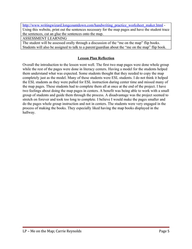 Lesson plan - Me on the Map