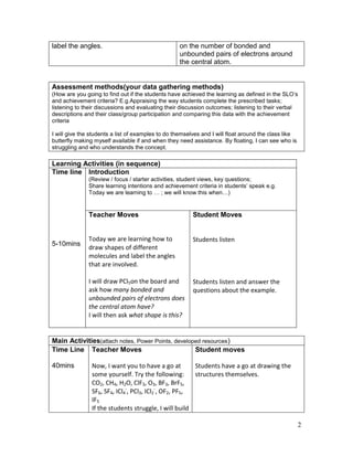 Lesson plan shapes of molecules | DOCX