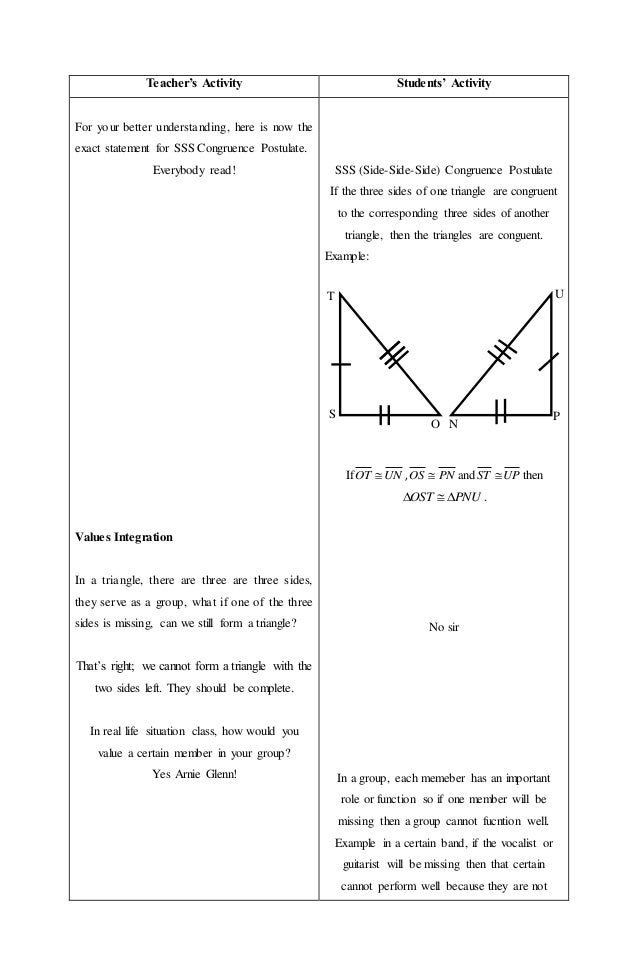 Lesson plan-SSS Congruence Postulate