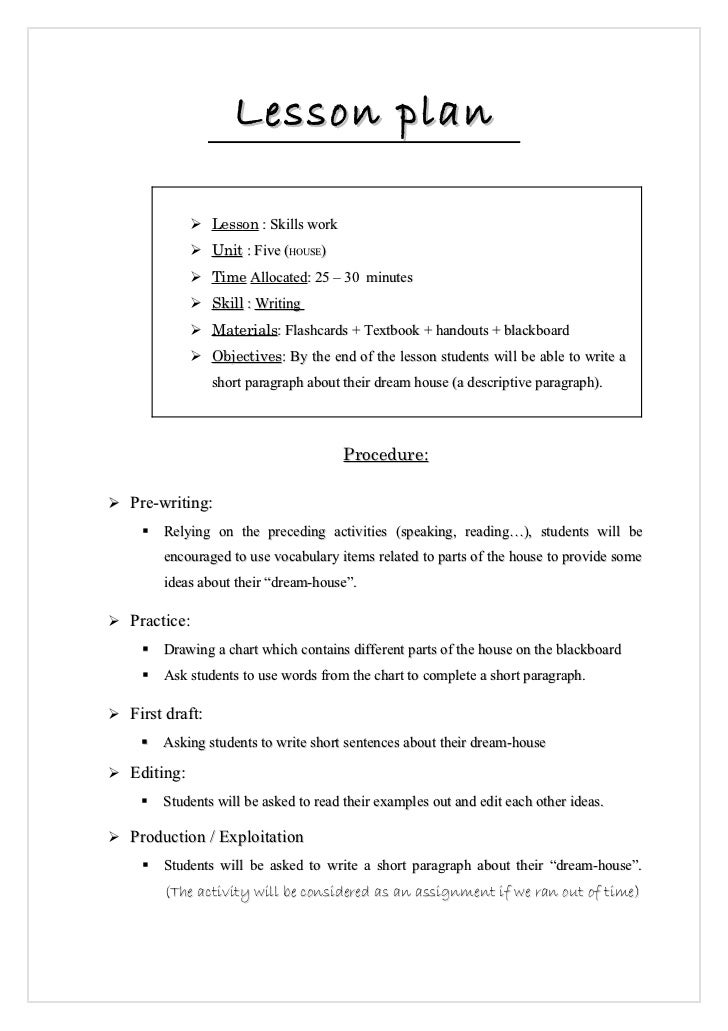 Lesson plans for writing an introduction paragraph