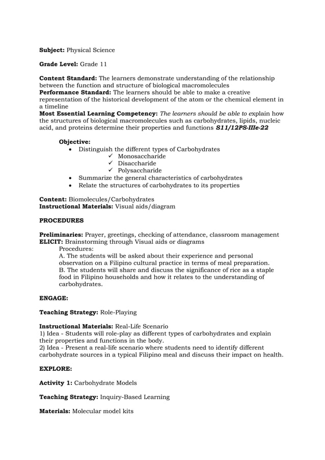 Carbohydrates, Sugar, Saccharide_lesson_plan PDF