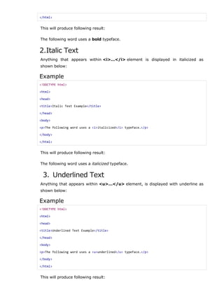 Lesson plan: HTML Formatting Texts and Paragraphs | PDF