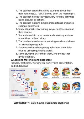 English Lesson Plan: Sequencing Daily Routines Using Simple Present ...