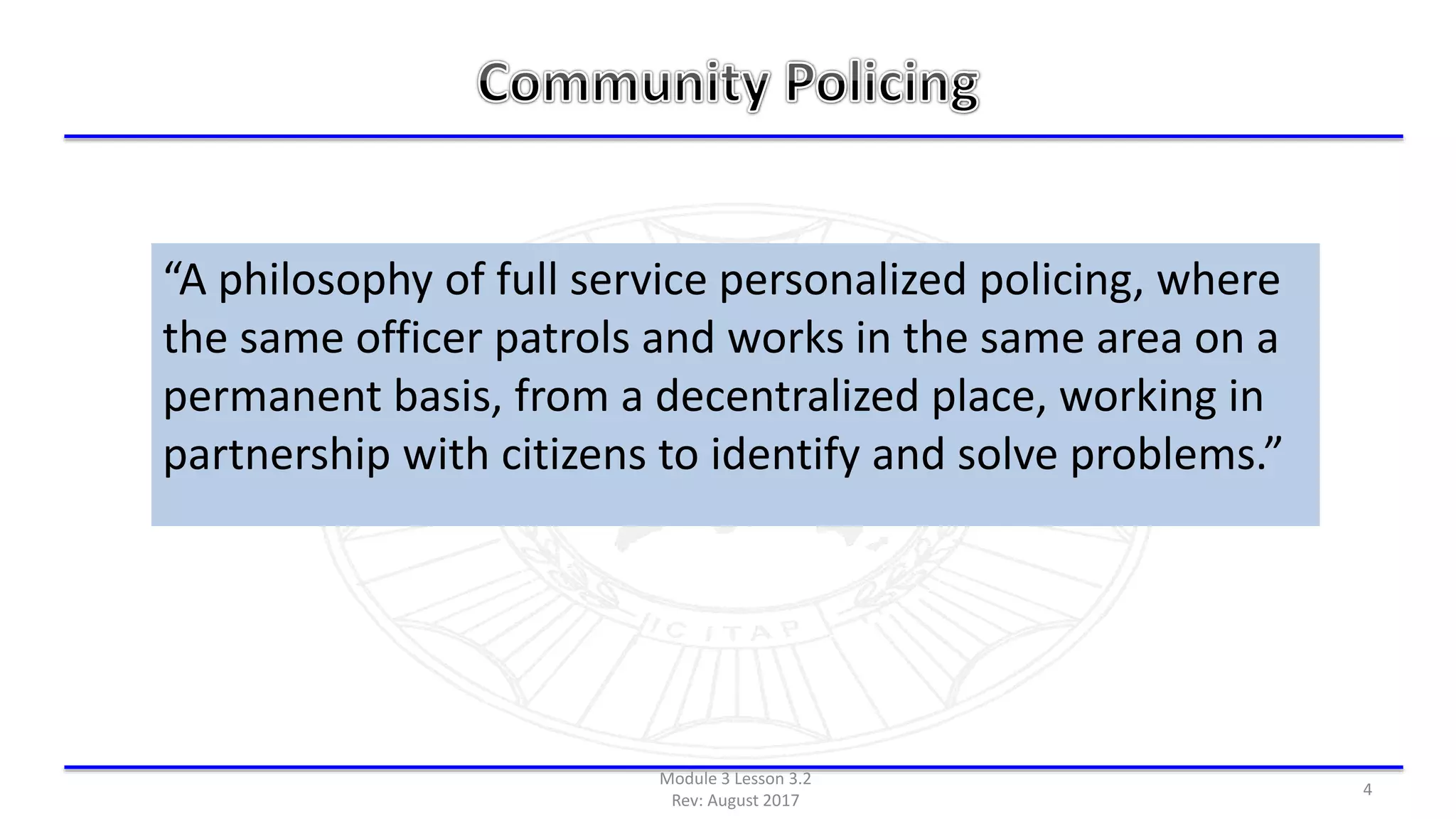 Lesson plan 3.2 community policing | PPTX