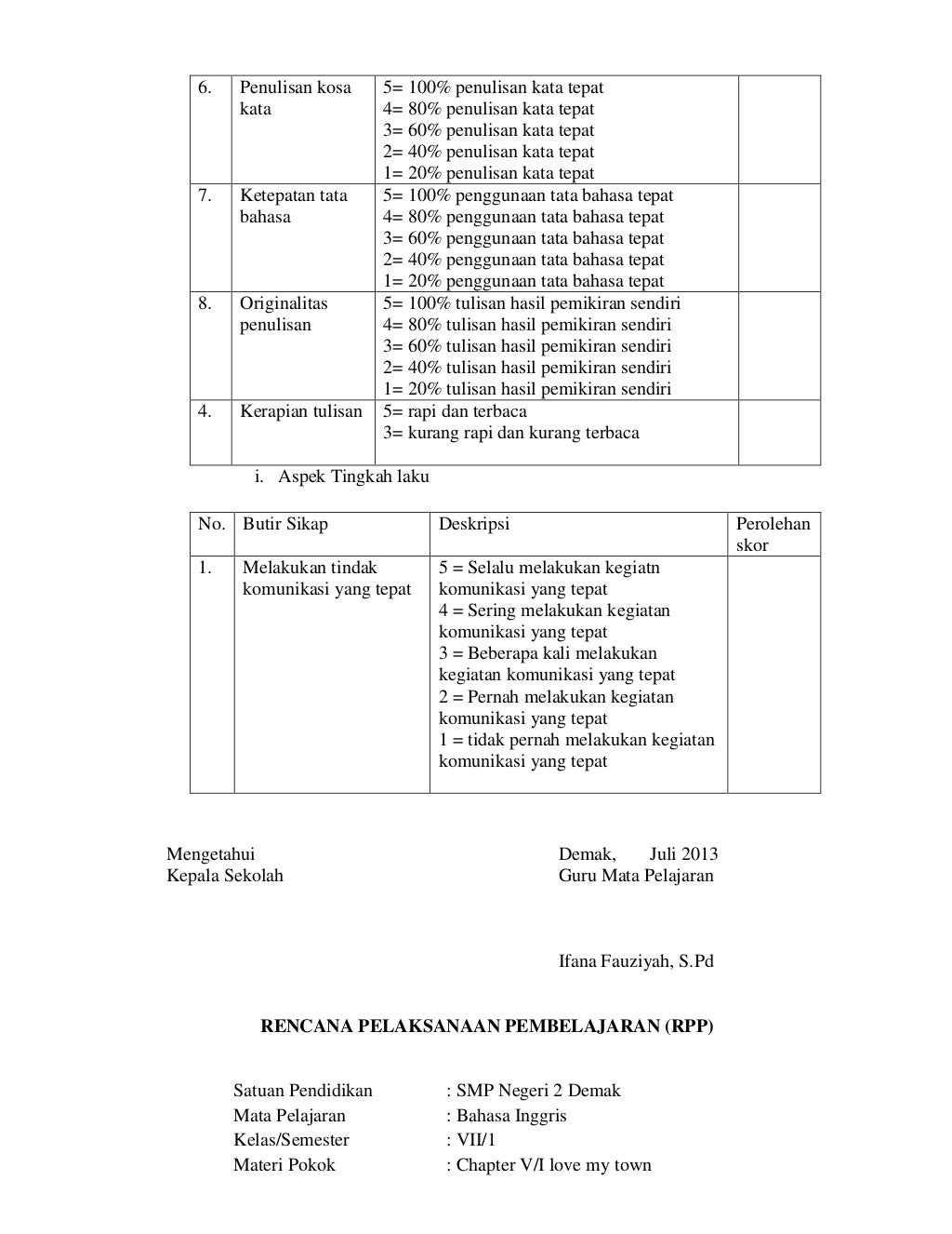 Lesson plan 7th grade