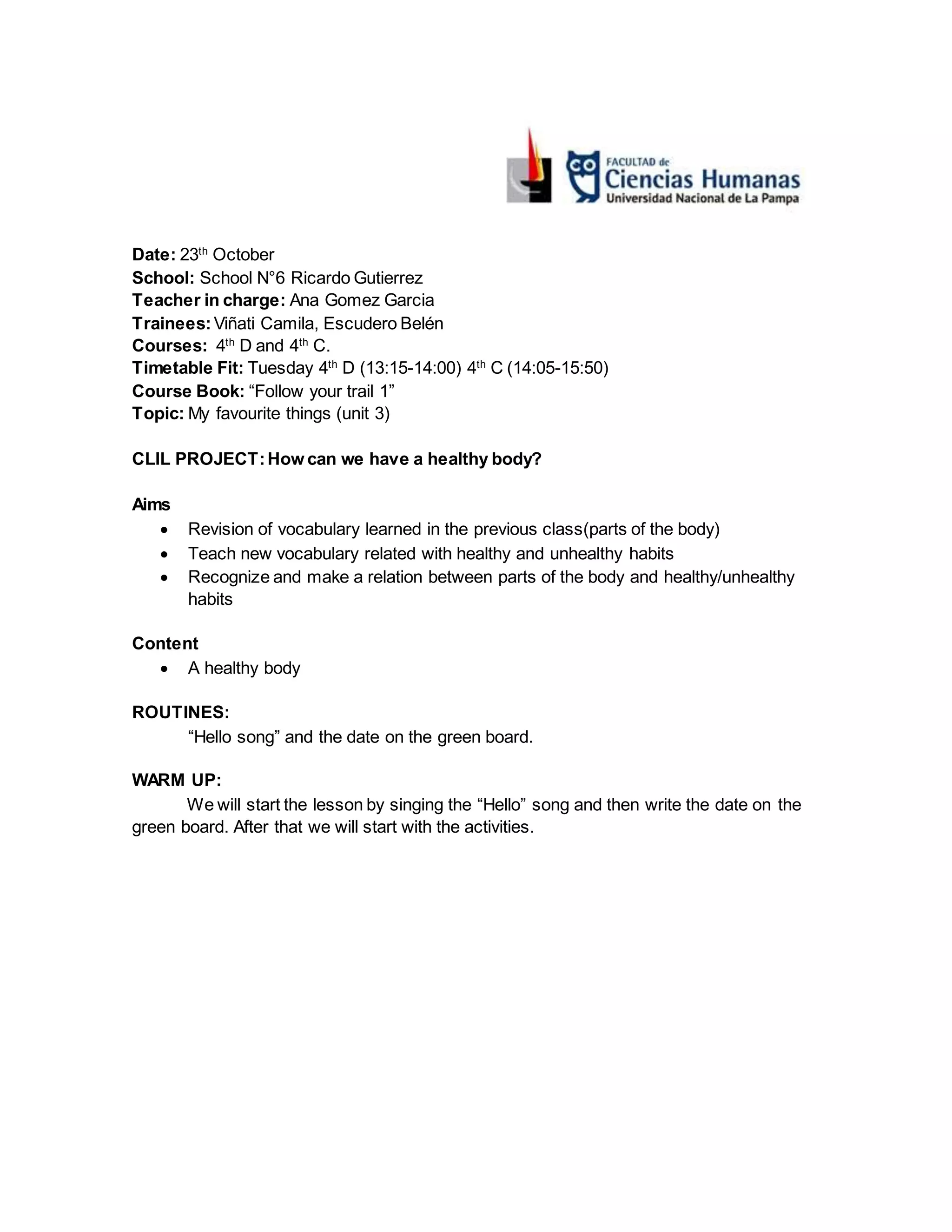 Lesson plan 8 clil project | DOCX