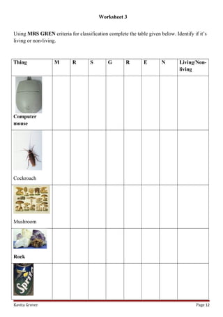 Lesson Plan And Worksheets On Characteristics Of Living Lhings