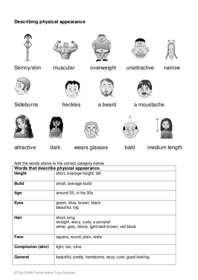 describing physical appearance