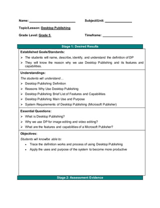 Desktop Publishing Course Outline Desktop Publishing | DOCX