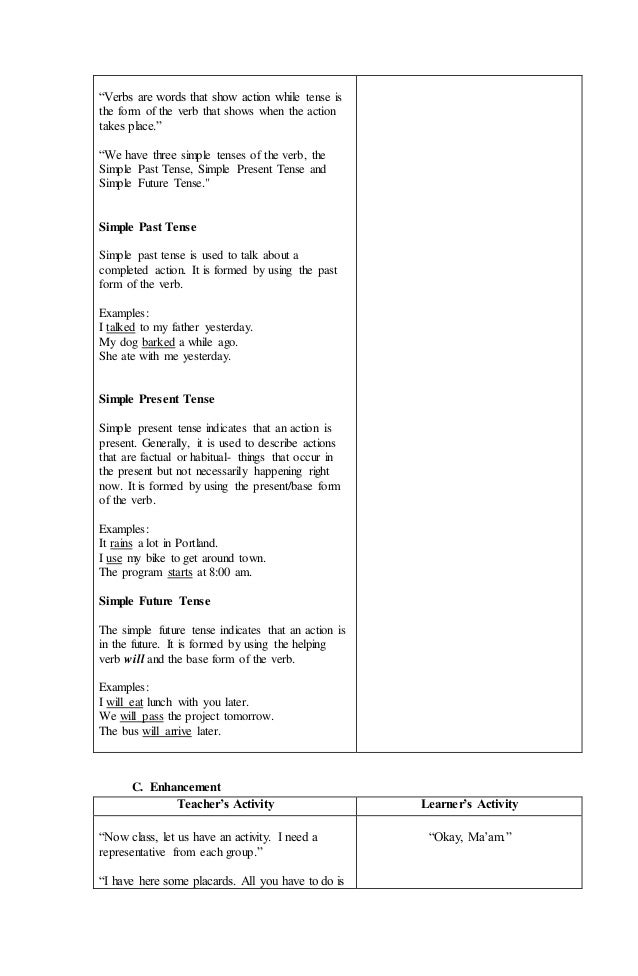 Verb Lesson Plan For Grade 2