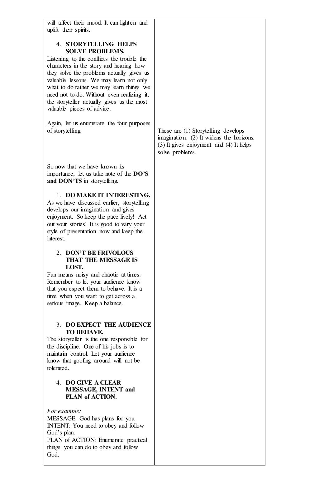 STORYTELLING Lesson Plan