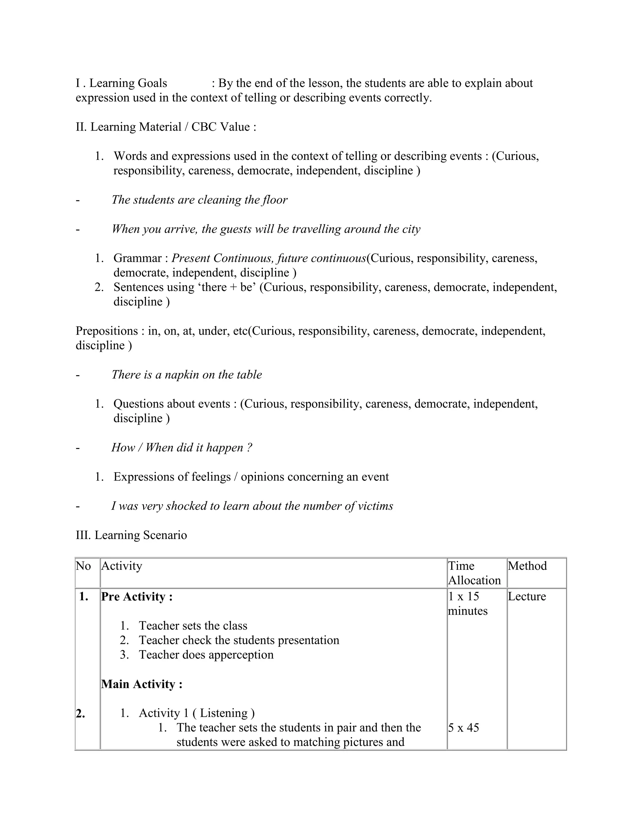 Lesson plan for smk grade x | DOCX