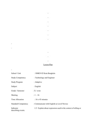 Lesson plan for smk grade x | DOCX
