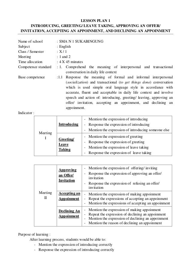 Lesson plan grade 10 senior high school