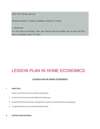 Lesson plan in baking | DOCX