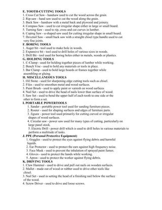 Lesson plan in carpentry tools | DOC