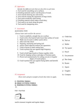 Lesson plan in carpentry tools | DOC